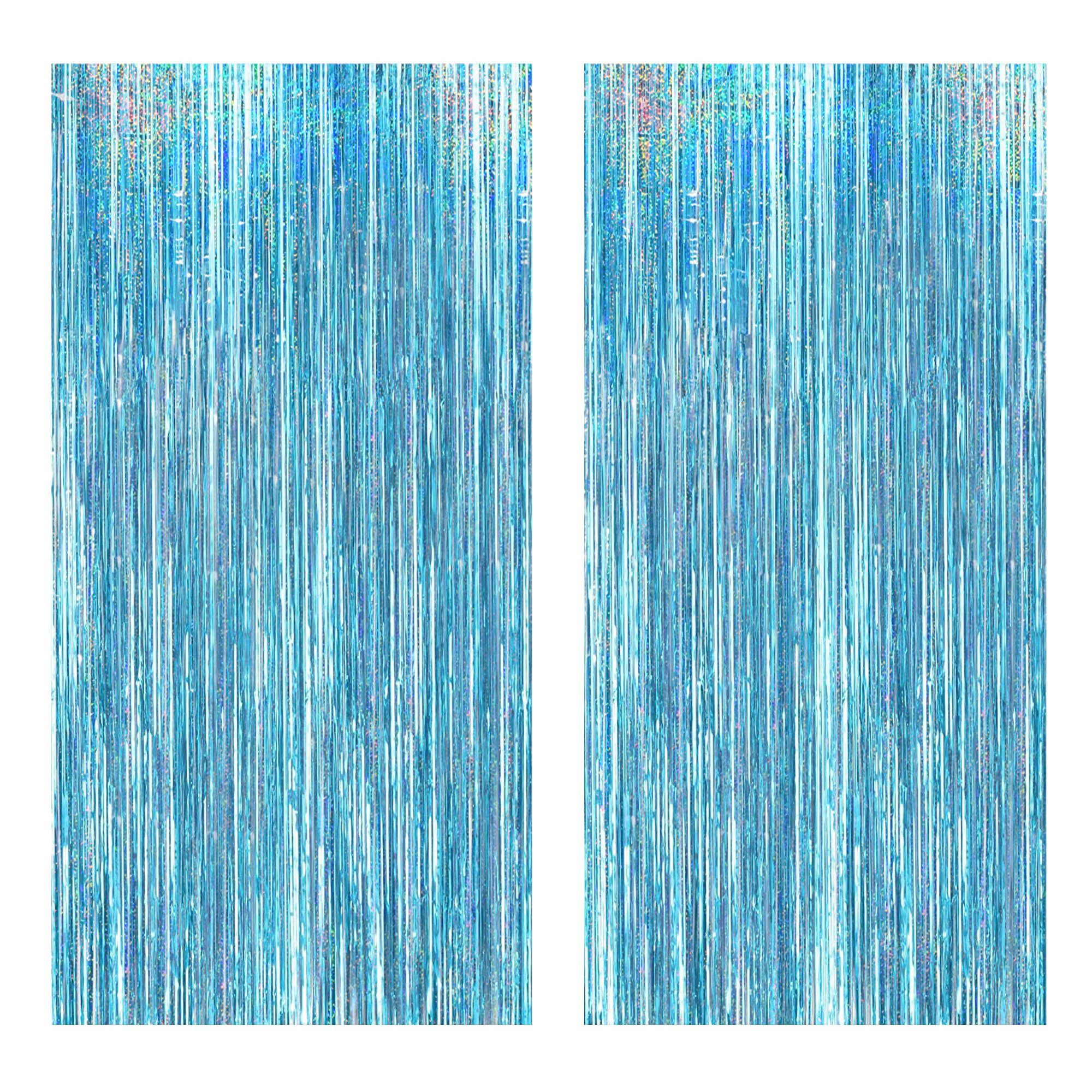 3x Blaue Lametta Vorhänge 1x2,5m - Glitzer-Partydeko Für Meerjungfrau-Geburtstag & Feiern